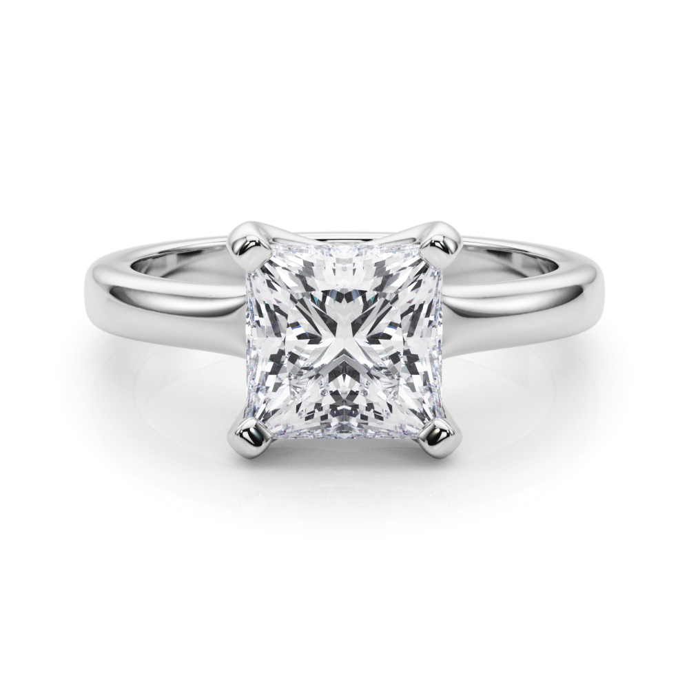 0.2 Ct Lab-Created Diamond Princess Cut Sunshine Classic Solitaire Engagement Rings in Silver 925