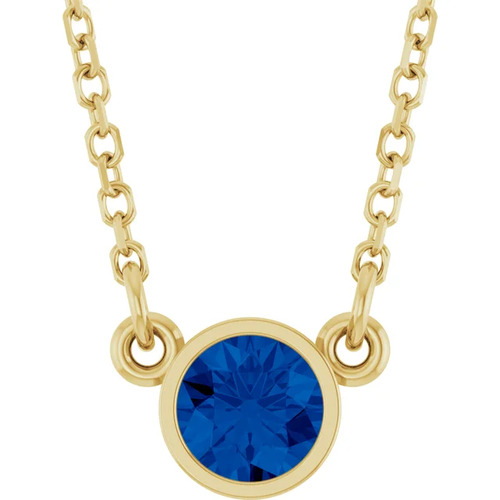 Pamelyn Blue Sapphire Bezel Set  Necklace