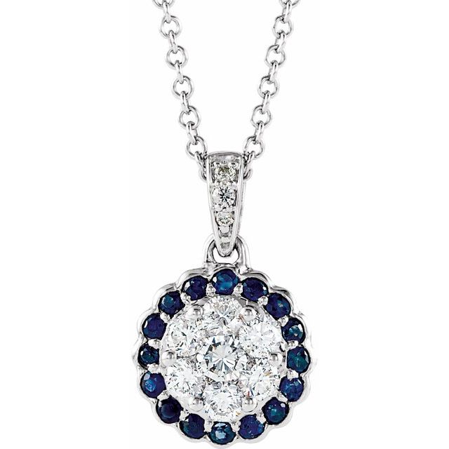 Pamina Blue Sapphire Prong Set  Necklace