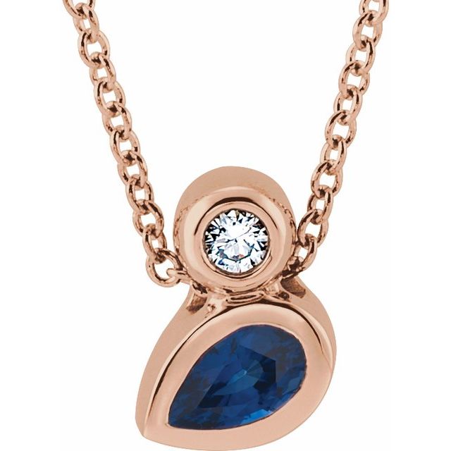 Pansie Blue Sapphire Bezel Set  Necklace