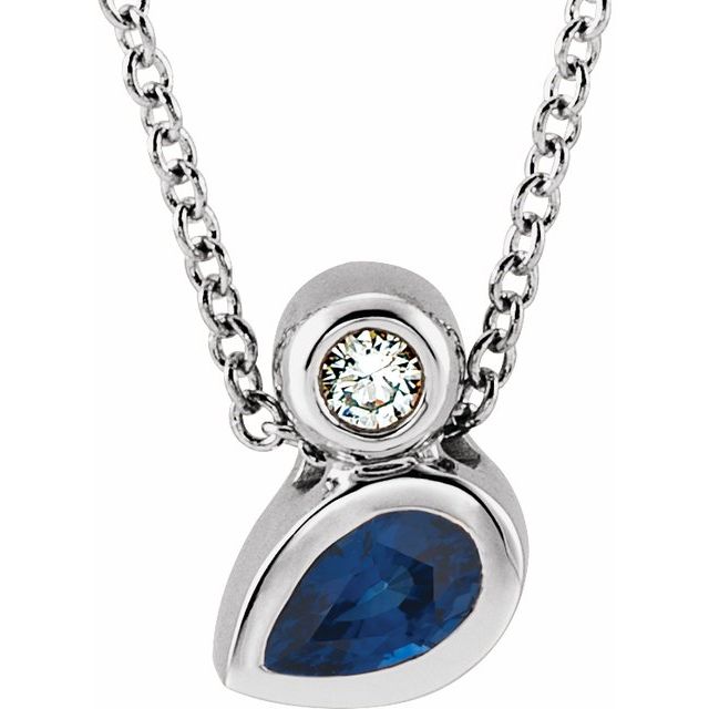 Pansie 0.33 Carat Blue Sapphire Bezel Set  Necklace