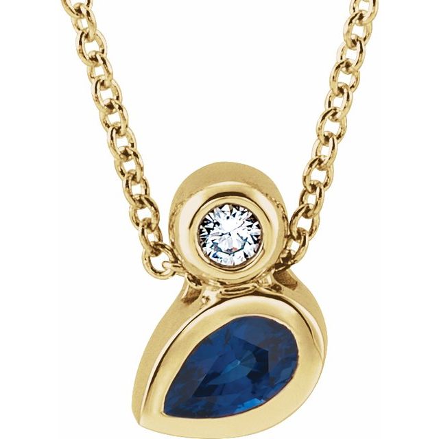 Pansie Blue Sapphire Bezel Set  Necklace