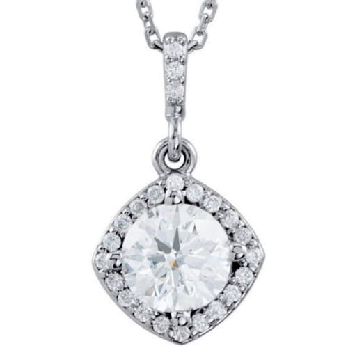 0.4 Ct Lab-Created Diamond Round Cut Tvisha  Halo Pendant Necklaces in 9K White Gold