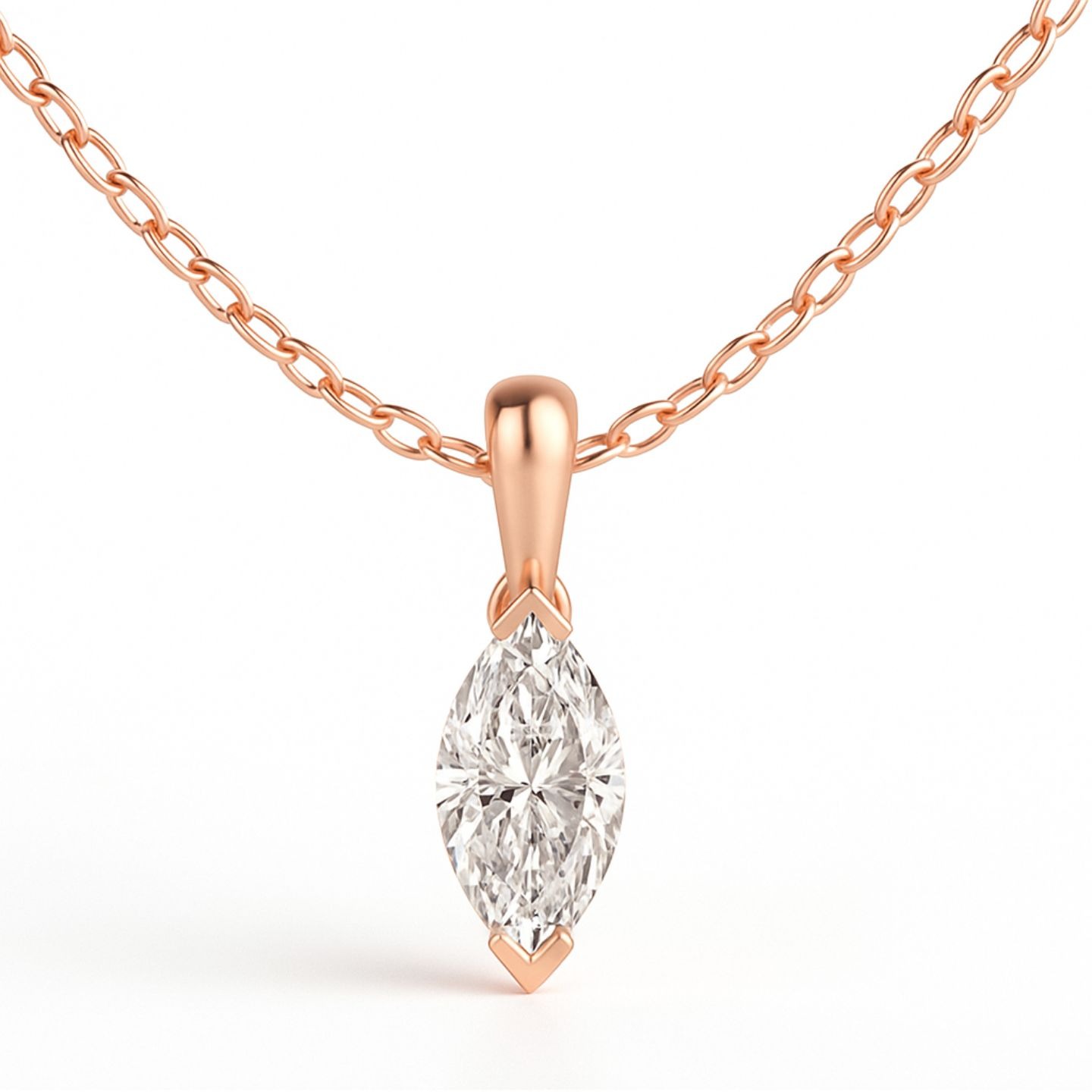 Queneua 2 Prong Solitaire Pendant Necklace