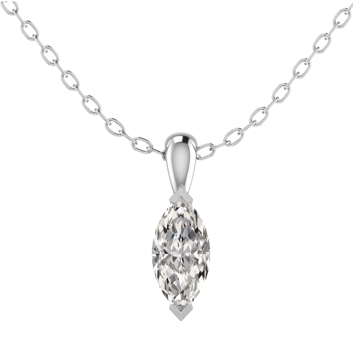Queneua 2 Prong Solitaire Pendant Necklace