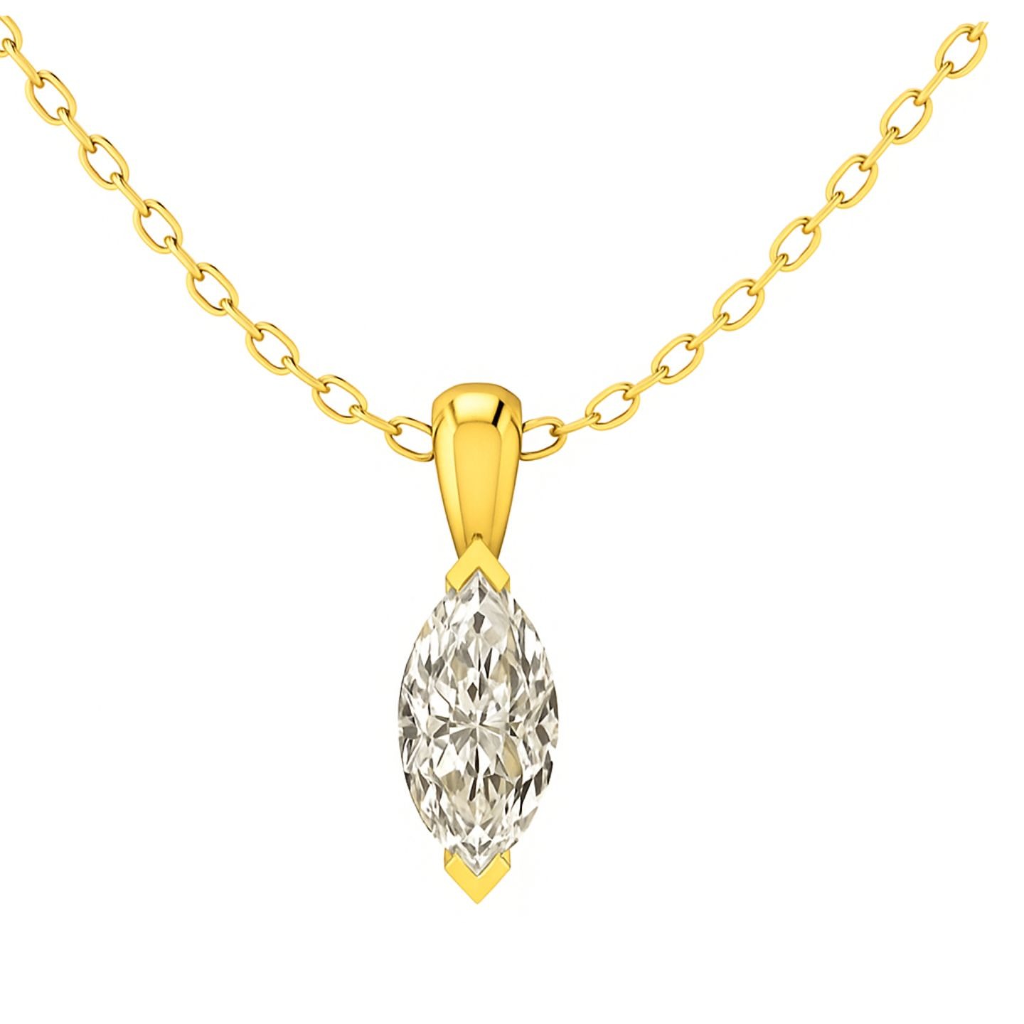 Queneua 2 Prong Solitaire Pendant Necklace