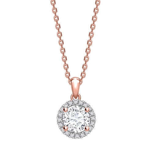 0.2 Ct Natural Diamond Round Cut Tarra  Halo Pendant Necklaces in 9K White Gold
