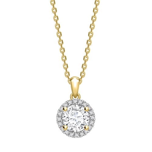 0.2 Ct Natural Diamond Round Cut Tarra  Halo Pendant Necklaces in 9K White Gold