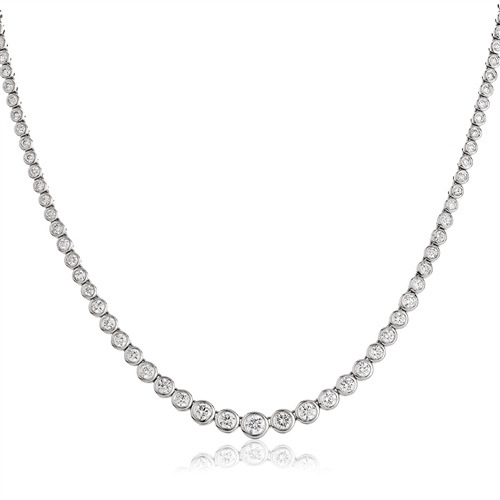 5.5 Ct Natural Round Cut Tammey  Diamond Necklaces in 9K White Gold
