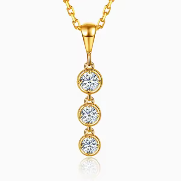 0.5 Ct Lab-Created Diamond Round Cut Theolene  Journey Pendants Necklaces in Silver 925