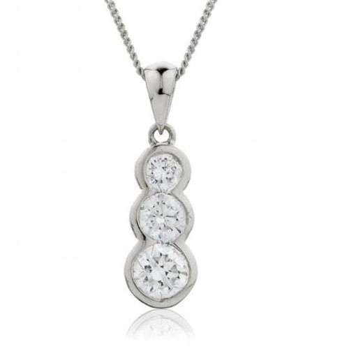0.5 Ct Lab-Created Diamond Round Cut Theolene  Journey Pendants Necklaces in Silver 925