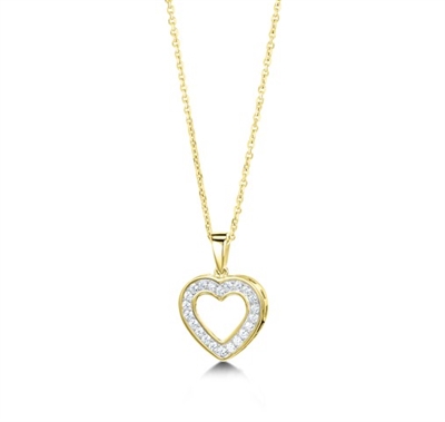 0.1 Ct Natural Diamond Round Cut Patrica  Heart Necklaces in 9K White Gold