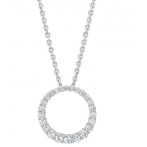 0.5 Ct Lab-Created Diamond Round Cut Philberta  Circle Pendants Necklaces in Silver 925
