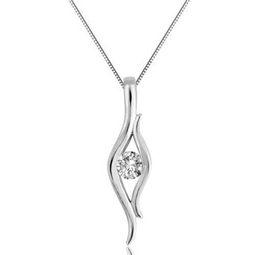 0.07 Ct Natural Diamond Round Cut Tamzin Designer Pendants Necklaces in 9K White Gold