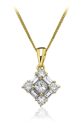 0.24 Ct Lab-Created Diamond Princess Cut Tulun  Delicate Pendants Necklaces in 9K White Gold