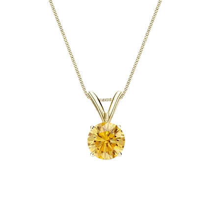 0.2 Ct Round Cut Tycia  Yellow Diamond Pendants Necklaces in 1K White Gold