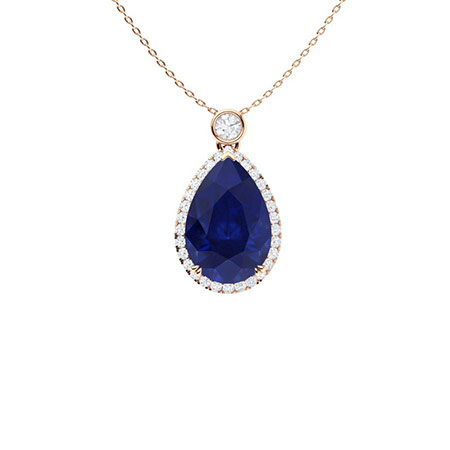 Vani Blue Sapphire 3 Prong  Necklace