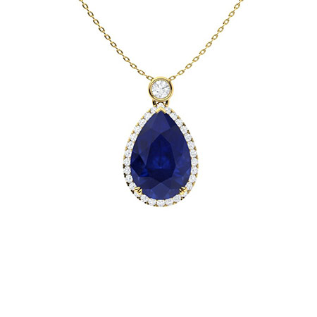 Vani Blue Sapphire 3 Prong  Necklace