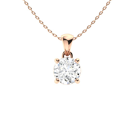 0.85 Ct Round Cut Veda  Moissanite Diamond Pendants Necklaces in Silver 925