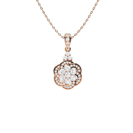 0.1 Ct Lab-Created Diamond Round Cut Verenice Designer Pendants Necklaces in Silver 925
