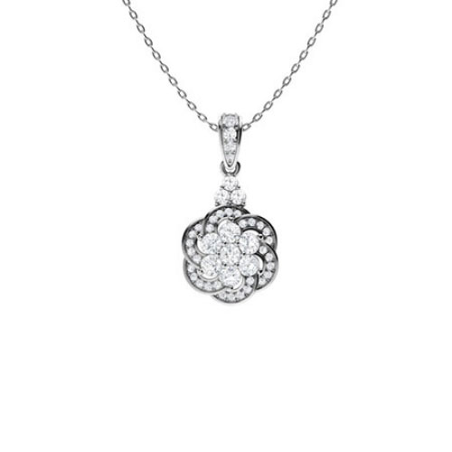 0.1 Ct Lab-Created Diamond Round Cut Verenice Designer Pendants Necklaces in Silver 925