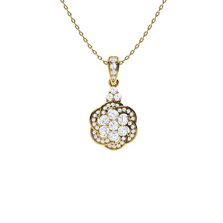 0.1 Ct Lab-Created Diamond Round Cut Verenice Designer Pendants Necklaces in Silver 925