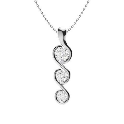 0.5 Ct Natural Diamond Round Cut Theorigitha  Journey Pendants Necklaces in 9K White Gold