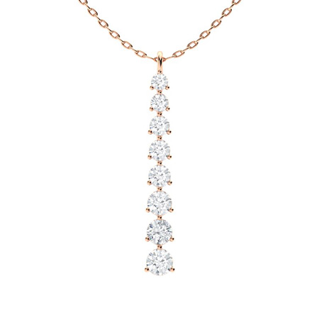 0.5 Ct Lab-Created Diamond Round Cut Theronda  Journey Pendants Necklaces in Silver 925