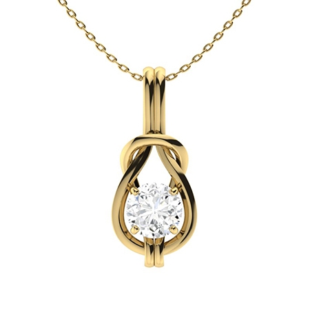 Natural Diamond Round Cut Teyanna  Solitaire Pendant Necklaces in 9K White Gold