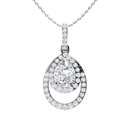 0.15 Ct Lab-Created Diamond Pear Cut Tryssa  Drop Pendants Necklaces in Silver 925