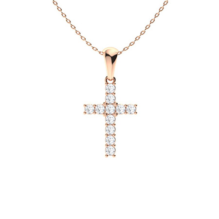 0.32 Ct Lab-Created Diamond Round Cut Parya  Cross Pendants Necklaces in Silver 925