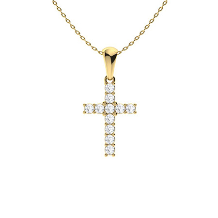 0.32 Ct Lab-Created Diamond Round Cut Parya  Cross Pendants Necklaces in Silver 925