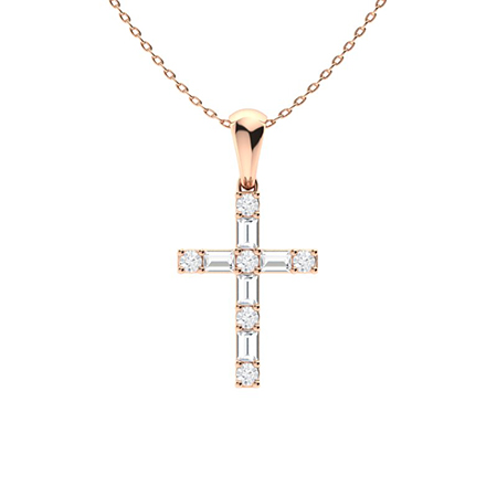 0.25 Ct Lab-Created Diamond Round Cut Payoda  Cross Pendants Necklaces in Silver 925