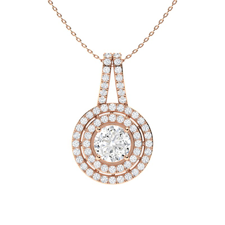 0.5 Ct Lab-Created Diamond Round Cut Philyra  Circle Pendants Necklaces in Silver 925