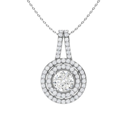 0.5 Ct Lab-Created Diamond Round Cut Philyra  Circle Pendants Necklaces in Silver 925