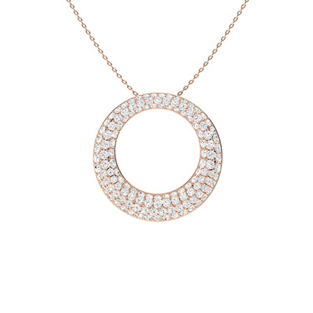 0.15 Ct Lab-Created Diamond Round Cut Pholma  Circle Pendants Necklaces in Silver 925