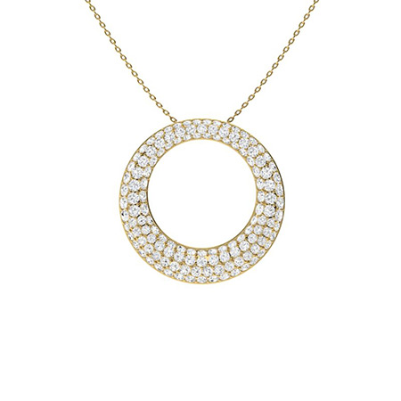 0.15 Ct Lab-Created Diamond Round Cut Pholma  Circle Pendants Necklaces in Silver 925