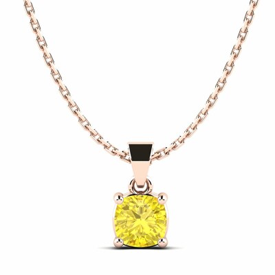 0.5 Ct Round Cut Tyrianne  Yellow Diamond Pendants Necklaces in Silver 925
