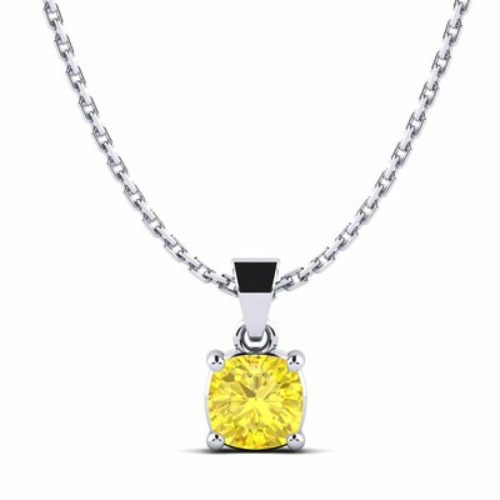 0.5 Ct Round Cut Tyrianne  Yellow Diamond Pendants Necklaces in Silver 925