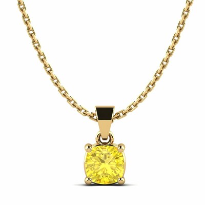 0.5 Ct Round Cut Tyrianne  Yellow Diamond Pendants Necklaces in Silver 925