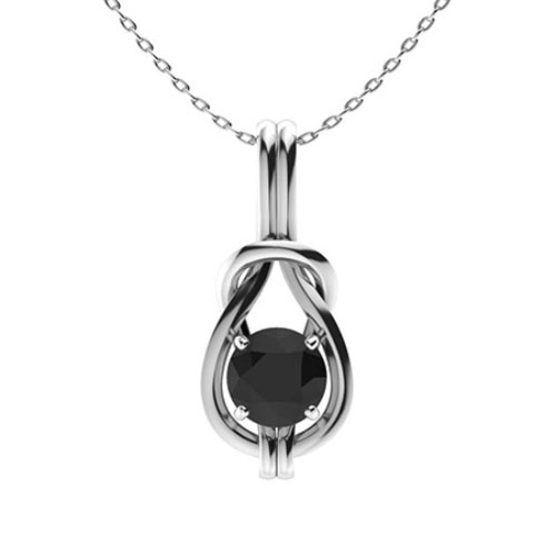 Udele 0.50 - 1.75 Carat Black Diamond 4 Prong  Necklace