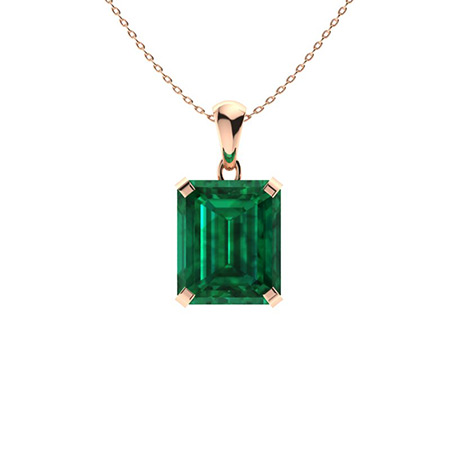 1.75 Ct Emerald Cut Geranium  Necklaces in Silver 925