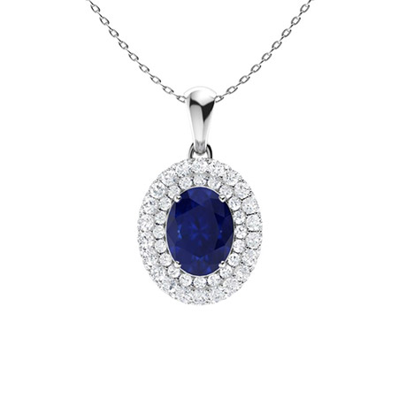 Panha 1.00 Carat Blue Sapphire 4 Prong  Necklace