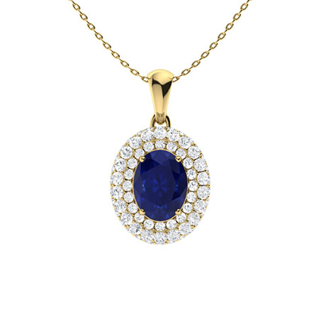 1 Ct Blue Sapphire Oval Cut Panha  Necklaces in 9K White Gold
