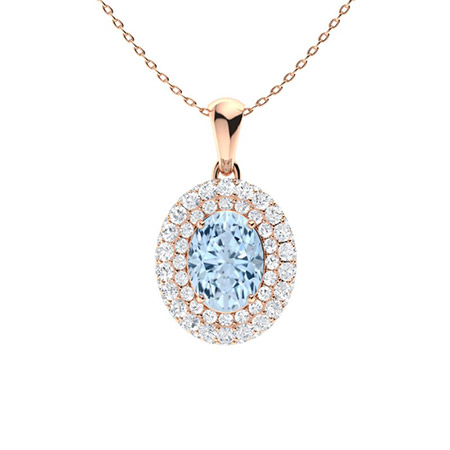 0.75 Ct Aquamarine Oval Cut Varnika  Gemstone Necklaces in Silver 925