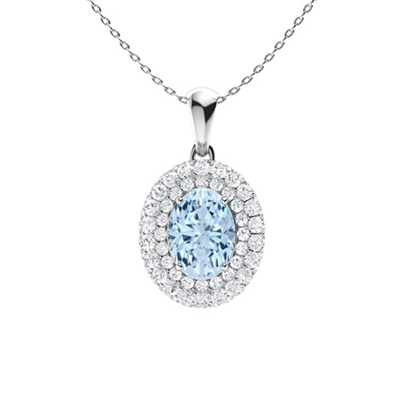 0.75 Ct Aquamarine Oval Cut Varnika  Gemstone Necklaces in Silver 925