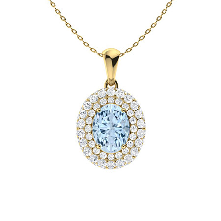 0.75 Ct Aquamarine Oval Cut Varnika  Gemstone Necklaces in Silver 925