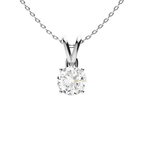 0.85 Ct Round Cut Verity  Moissanite Diamond Pendants Necklaces in 9K White Gold