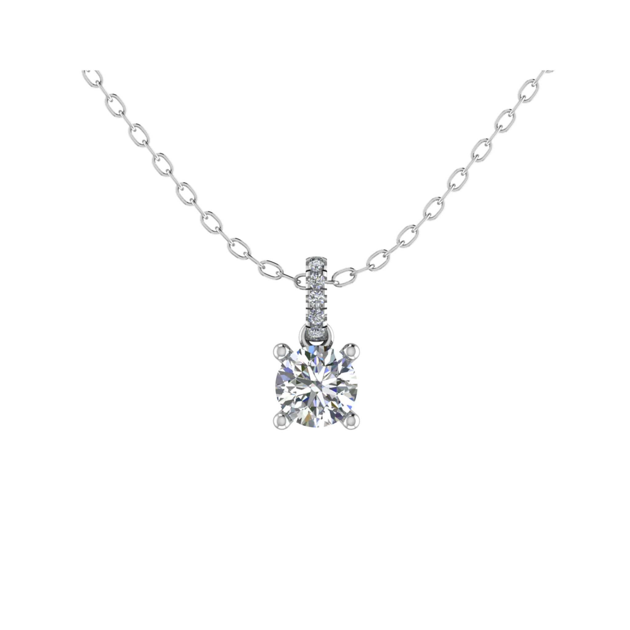 1.5 Ct Natural Diamond Round Cut Toleen  Designer Pendants Necklaces in 9K White Gold