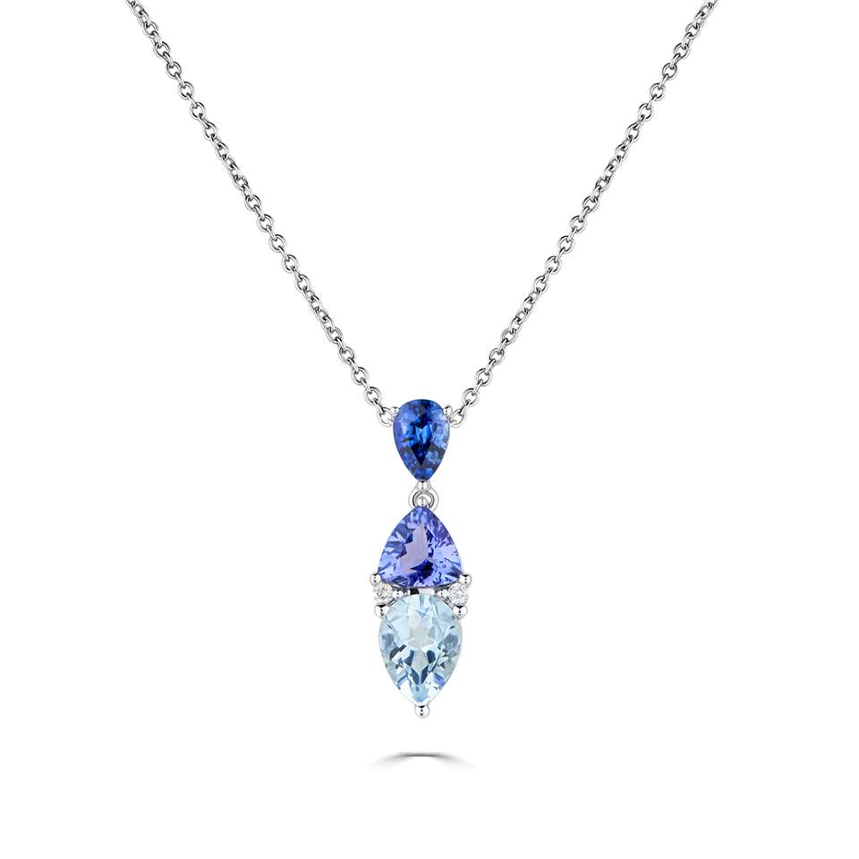 1.4 Ct Aquamarine Pear Cut Quintanna  Necklaces in Silver 925